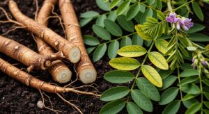 Korzeń i roślina lukrecji