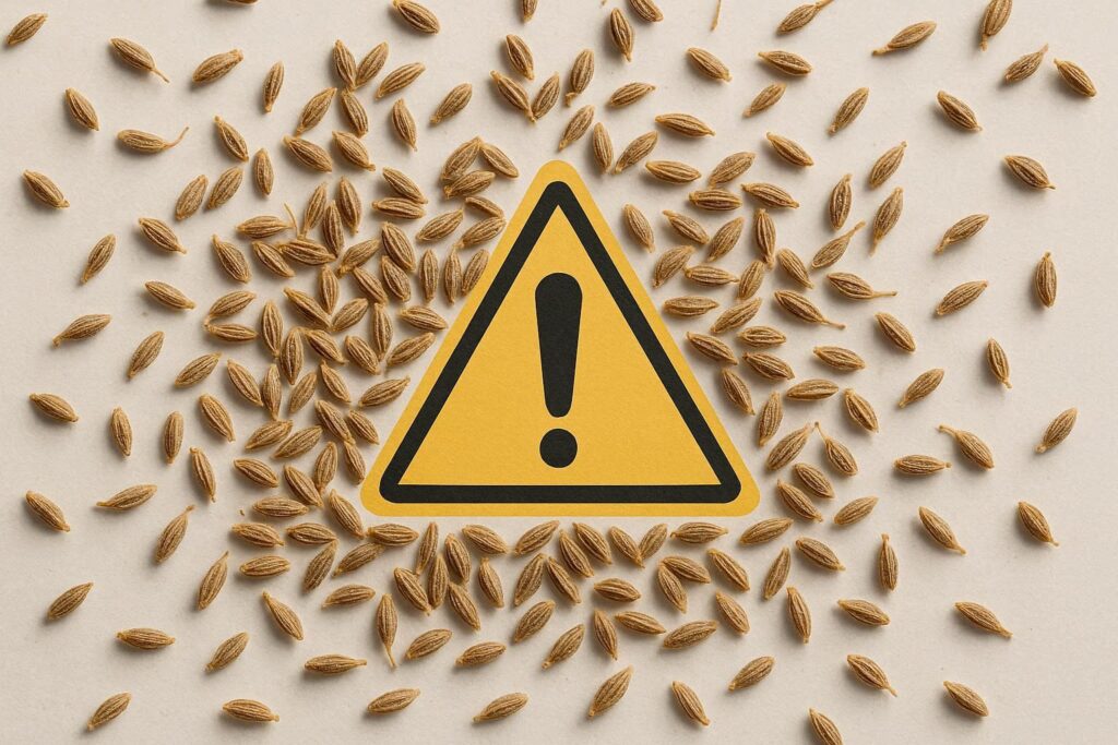 Ostrzeżenie dotyczące przeciwwskazań do stosowania anyżu (Pimpinella anisum).