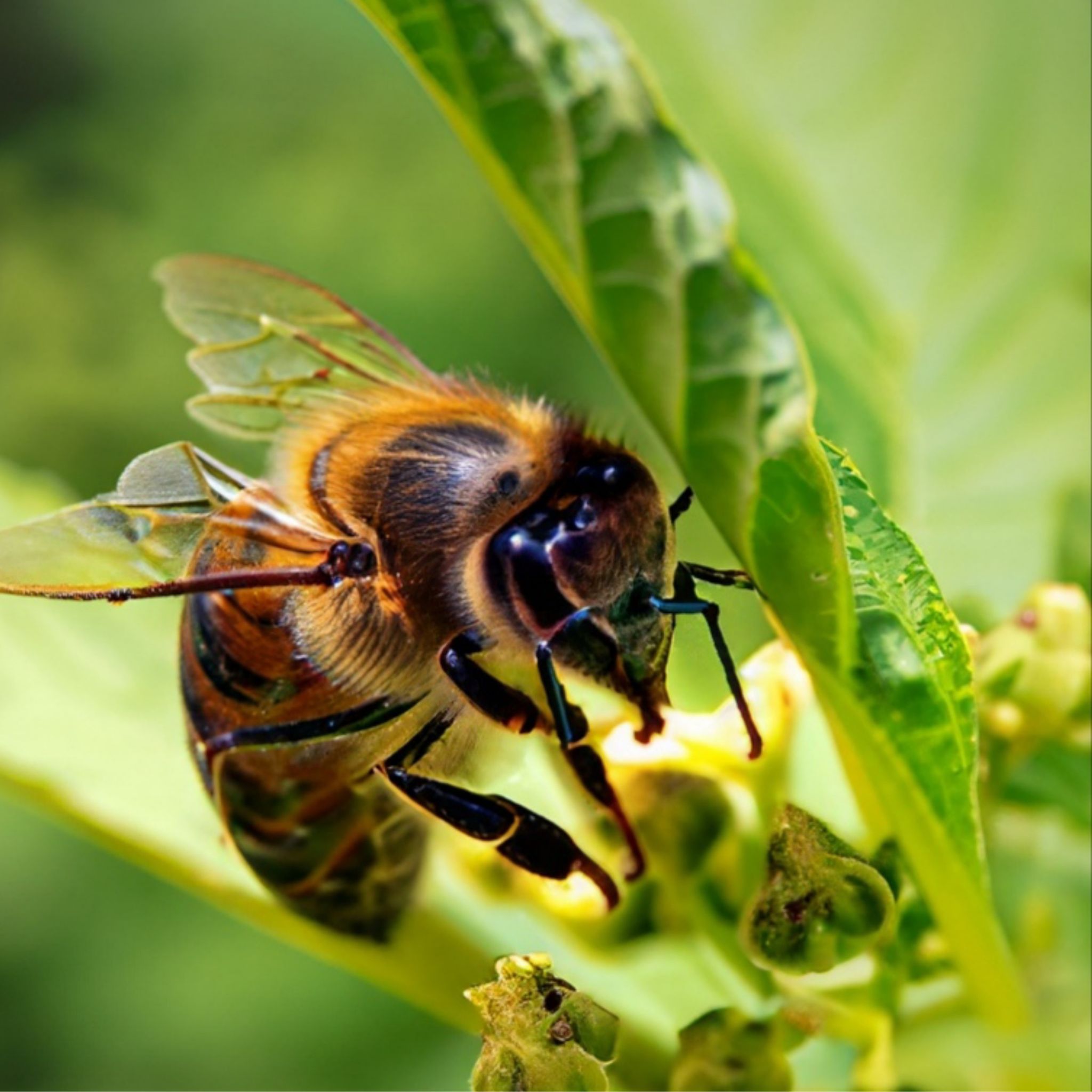 Pszczoła zbierająca nektar z kwiatu