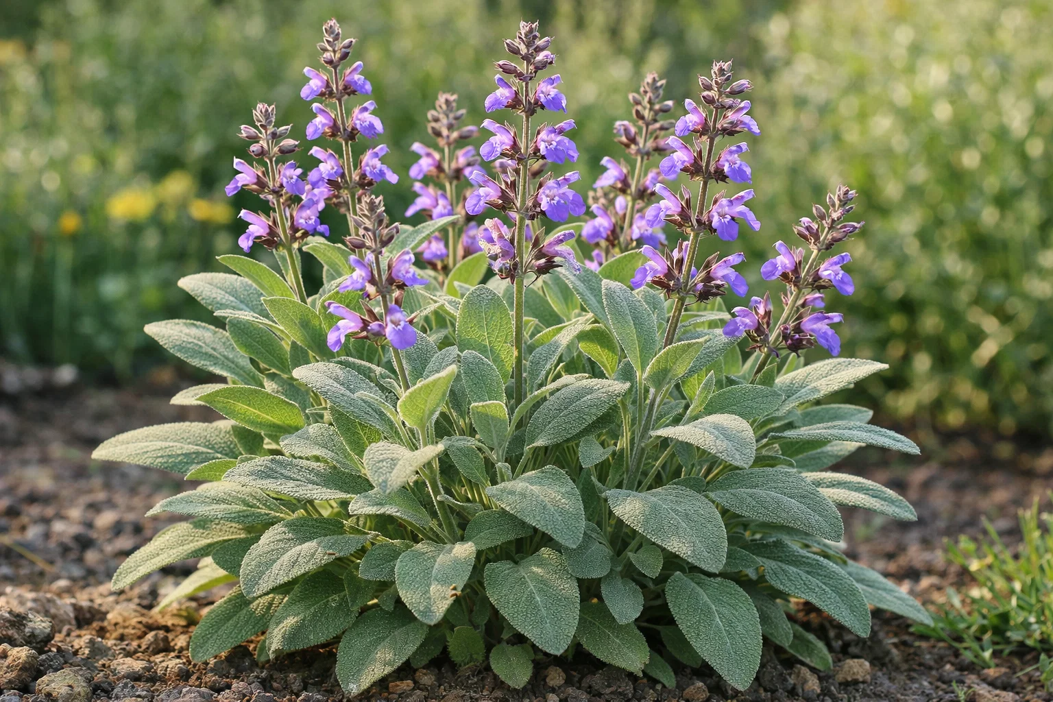 Szałwia lekarska rosnąca w naturalnym środowisku